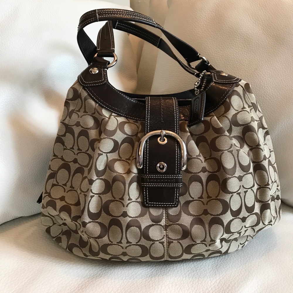 **** SOLD*** Aunthentic Coach Hobo. Biege/ Brown Canvas.